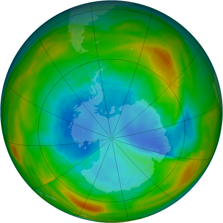 Antarctic ozone map for 24 August 1982